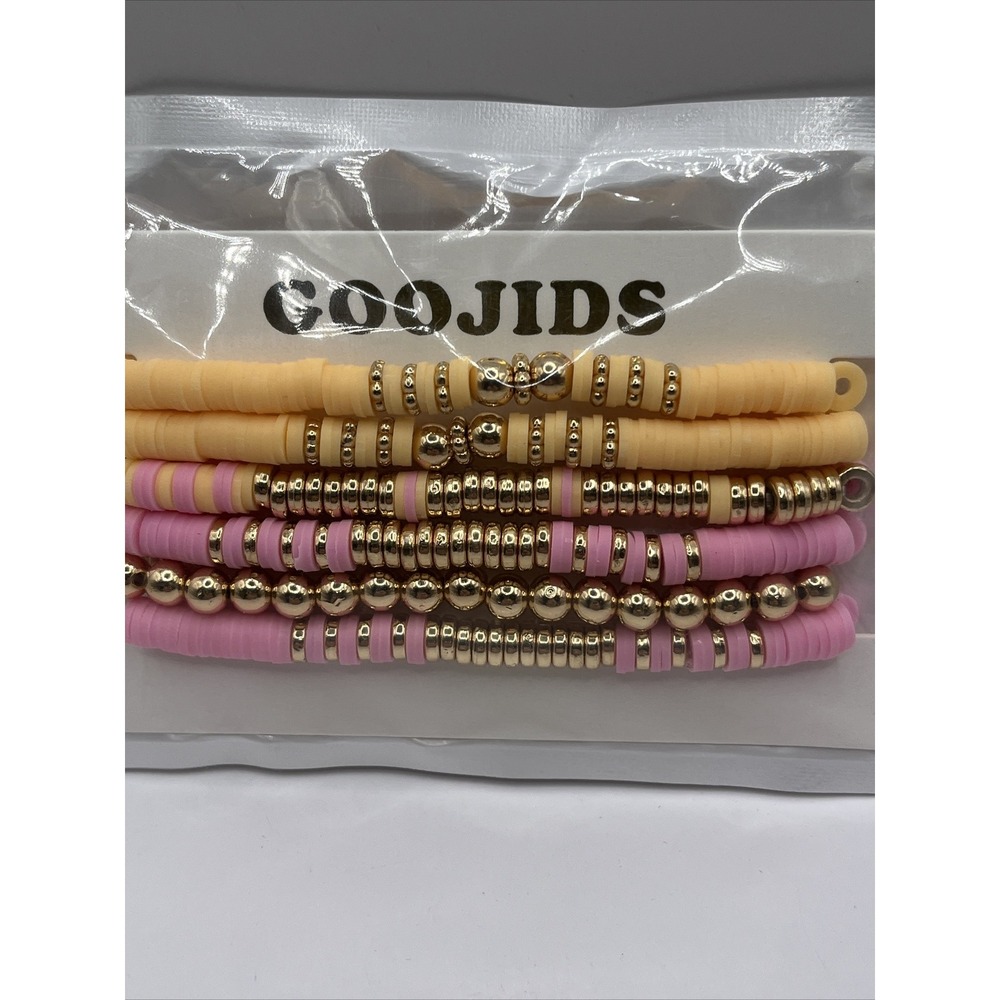 GOOJIDS Surfer Heishi Clay Bead Bracelets for Women Bohemian Stack-able